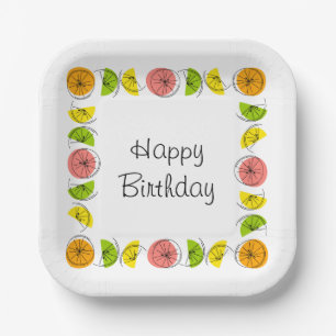 Citrus Multi Square Happy Birthday Pappteller
