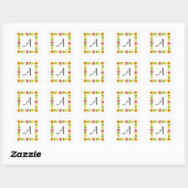 Citrus Multi Square Monogram Aufkleber Quadrat (Blatt)