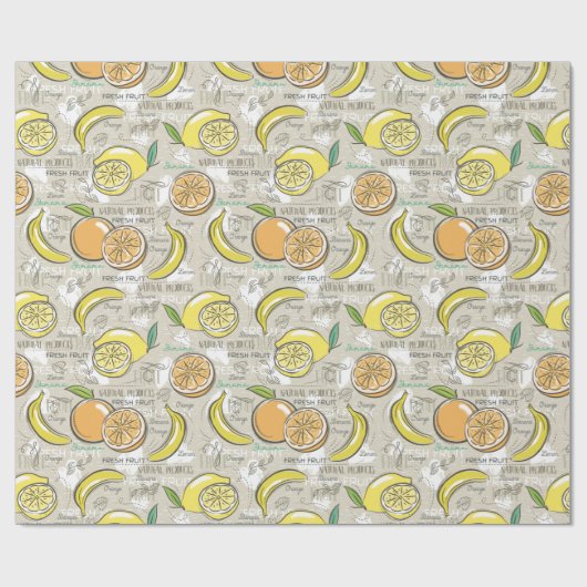 Citrus Muster Geschenkpapier (Flach)
