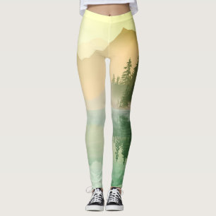 Citrus N Green Mountains Forest Landschaft Leggings