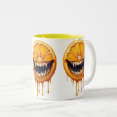 Citrus Nightmare Coffee Mug – Spooky Fruit Design Zweifarbige Tasse (VorderseiteRechts)