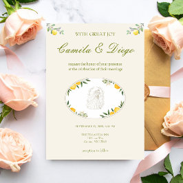 Citrus Olive Mediterranean Botanical Wedding Einladung
