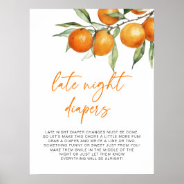 Citrus Orange Baby Dusche Spate Night Diapers Poster
