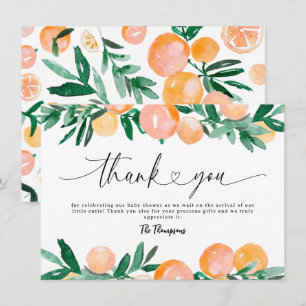 Citrus Orange Baby-Shower Dankeschön Dankeskarte