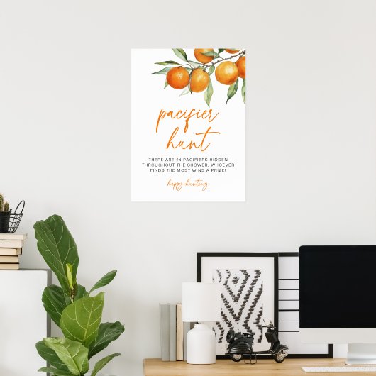 Citrus Orange Baby Shower Schnuller Hunt Poster (Heimbüro)