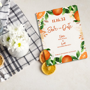 Citrus Orange Blossom Garden Wedding Save the Date Postkarte