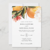 Citrus Orange Blossom Wasserfarbenhochzeit Einladung (Vorderseite)
