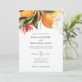 Citrus Orange Blossom Wasserfarbenhochzeit Einladung (Stehend Vorderseite)