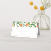 Citrus Orange Blue Tiles Spanish Wedding Party Platzkarte (Vorderseite)