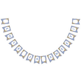 Citrus Orange Blue White Print Brautparty Wimpelkette