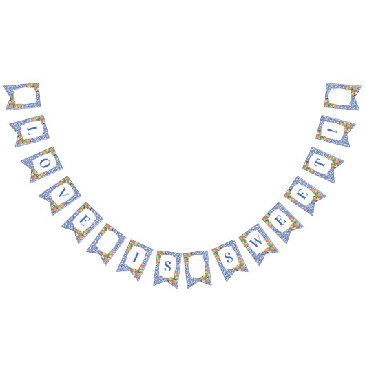 Citrus Orange Blue White Print Brautparty Wimpelkette (Alle)