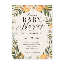 Citrus orange blüte virtuelles Baby-Duschbad Party