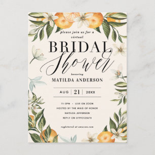 Citrus orange Blüte virtuelles Brautparty Party Postkarte