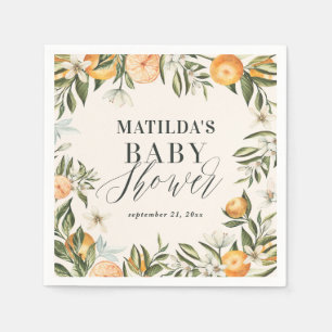 Citrus, orange + blütige Babydusche Party Serviette