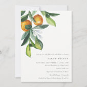 Citrus Orange Botanical Boho Brautparty Einladung (Vorderseite)
