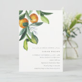 Citrus Orange Botanical Boho Brautparty Einladung (Stehend Vorderseite)