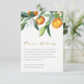 Citrus Orange Botanical Boho Hochzeiten Details Begleitkarte (Stehend Vorderseite)