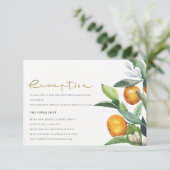 Citrus Orange Botanical Boho Hochzeitsempfang Begleitkarte (Stehend Vorderseite)