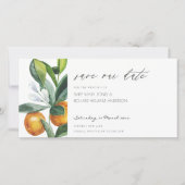 Citrus Orange Botanical Boho Save the Date einlade Dankeskarte (Vorderseite)