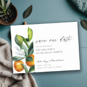 Citrus Orange Botanical Boho Save the Date einlade Dankeskarte