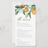 Citrus Orange Botanical Boho Wedding Menu Card Dankeskarte (Vorderseite)