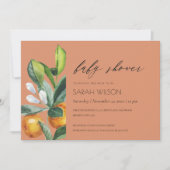Citrus Orange Botanical Rust Baby Dusche einladen Dankeskarte (Vorderseite)