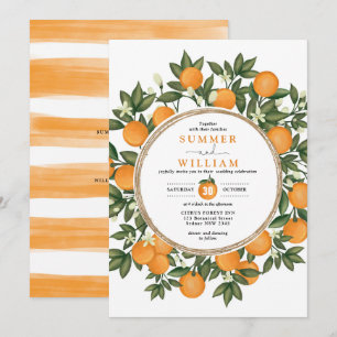 Citrus Orange Botanische Mandarine Grüne Hochzeit Einladung