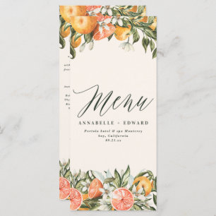 Citrus orange botanische moderne rustikale menükarte