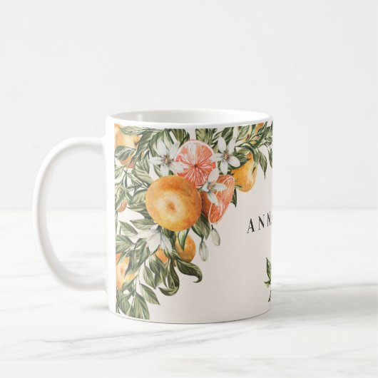 Citrus orange botanische moderne rustikale persona kaffeetasse (Links)