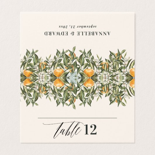 Citrus orange botanische moderne rustikale Platzka (Außenseite Aufgefaltet)