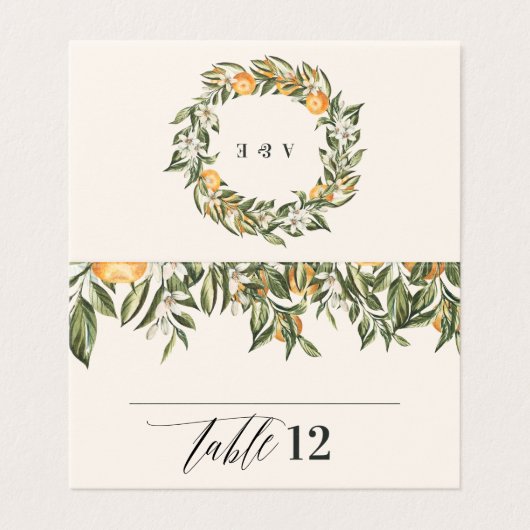 Citrus orange botanische moderne rustikale Platzka (Außenseite Aufgefaltet)