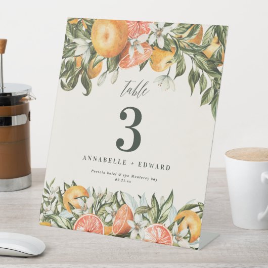 Citrus orange botanische moderne rustikale Tischnu Sockelschild (In Situ)