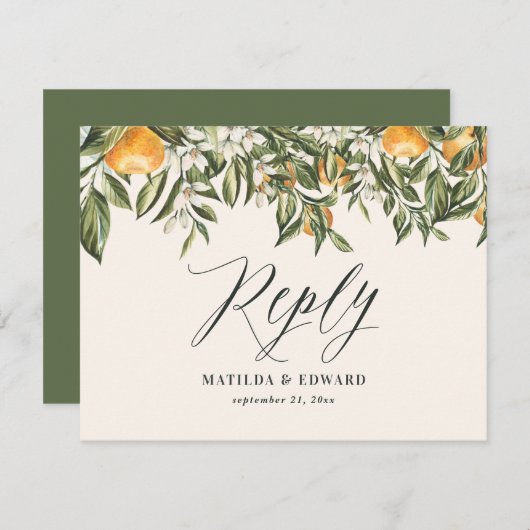 Citrus orange botanische moderne rustikale UAWG RSVP Karte (Vorne/Hinten)