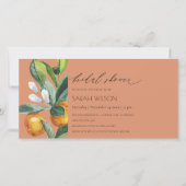 Citrus Orange Botanisches Rost Brautparty Einladun Dankeskarte (Vorderseite)