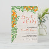 Citrus Orange Brunch & Bubbly Brautparty Einladung (Stehend Vorderseite)