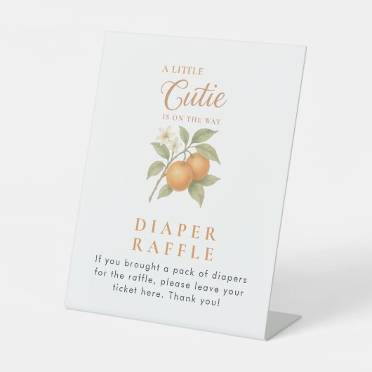 Citrus Orange Diaper Raffle Babydusche Tabelle Sockelschild (Vorderseite)
