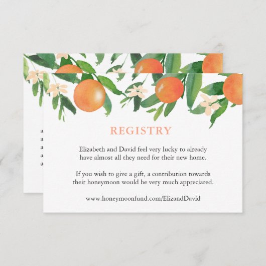 Citrus Orange Duschregister oder Details Begleitkarte (Vorne/Hinten)