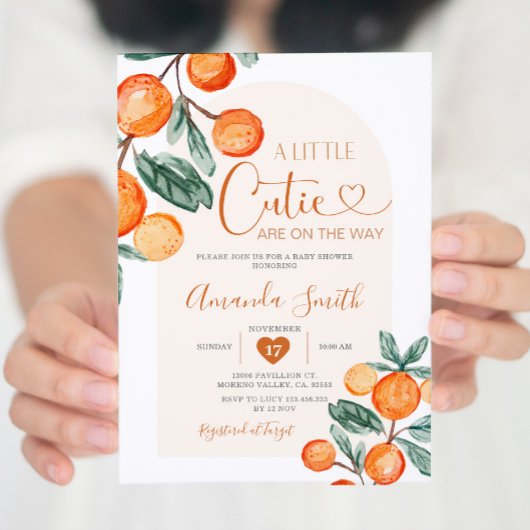 Citrus Orange Eine kleine Süsse ist auf dem Weg Einladung