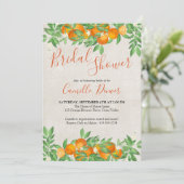 Citrus Orange Elegantes Script-Brautparty Einladung (Stehend Vorderseite)