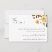 Citrus Orange Floral Wedding Details Card Einladung (Vorderseite)
