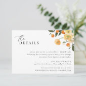 Citrus Orange Floral Wedding Details Card Einladung (Stehend Vorderseite)