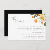 Citrus Orange Floral Wedding Details Card Einladung (Vorne/Hinten)