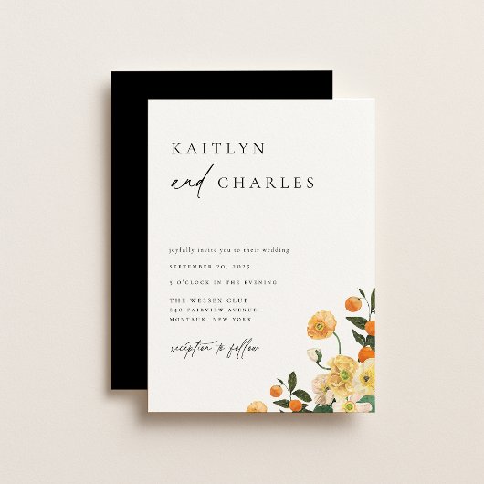 Citrus Orange Floral Wedding Einladung