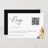 Citrus Orange Floral Wedding QR Code RSVP Karte (Vorne/Hinten)