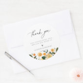 Citrus Orange Floral Wedding Vielen Dank Runder Aufkleber (Umschlag)