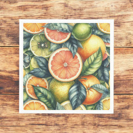 Citrus Orange Fresh Lemon & Yellow Green Summer Serviette