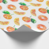 Citrus Orange Frucht Aquarellmalerei Weiße Kunst Geschenkpapier (Ecke)