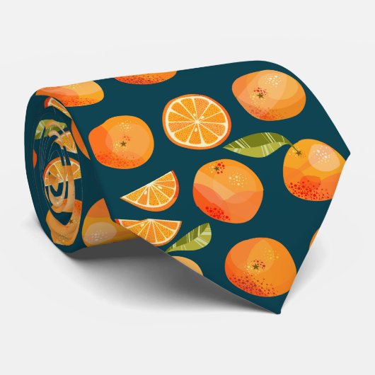 Citrus Orange Fruit Fun Krawatte (Gerollt)