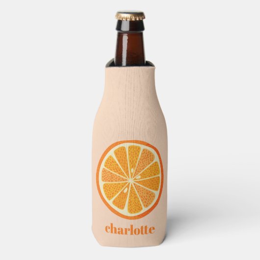 Citrus Orange Fun Personalisiert Flaschenkühler (Flaschenvorderseite)