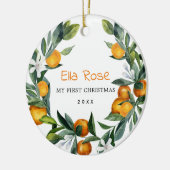 Citrus Orange Greenery Wreath Baby 1. Weihnachten Keramik Ornament (Links)
